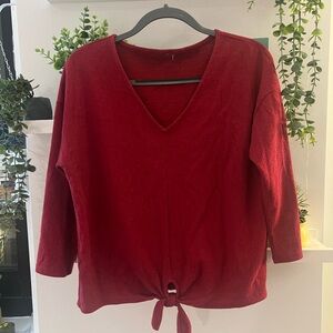 Old Navy Red V-Neck Tie-Front Top